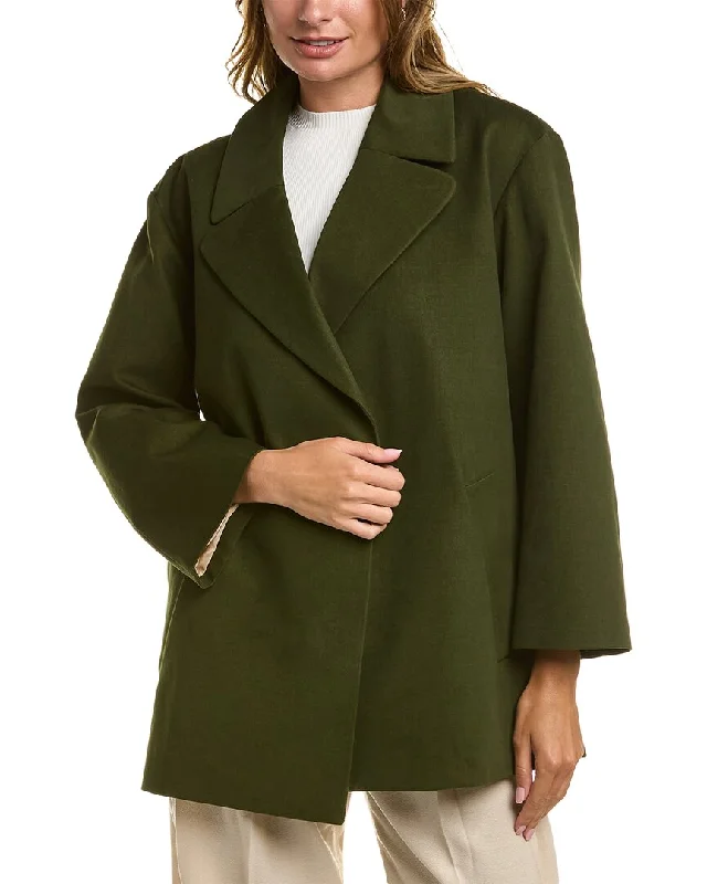 Simple Solid Color Oscar De La Renta Twill Corduroy Silk-Lined Oversized Jacket