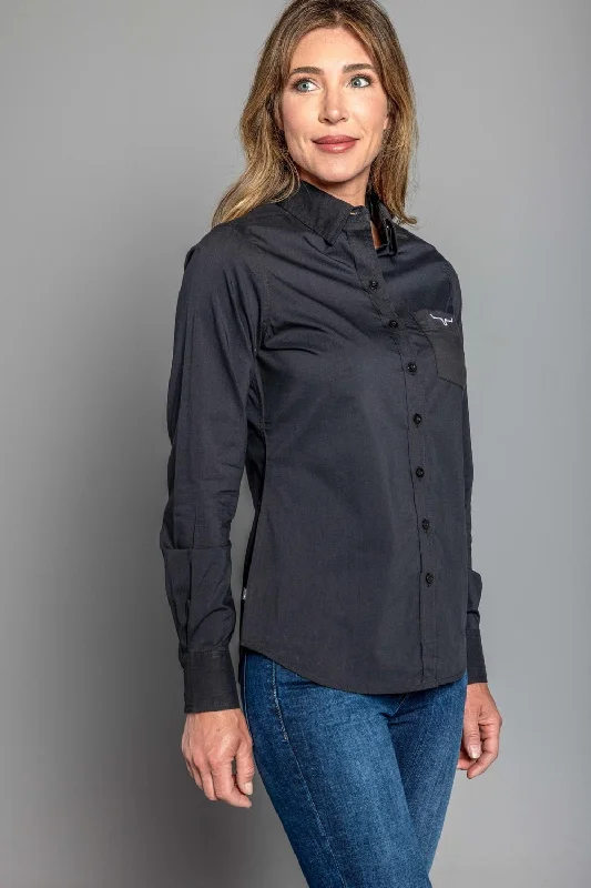 Cozy Fit Wear Kimes Ranch Womens Team Shirt Black Cotton Blend L/S Shirt