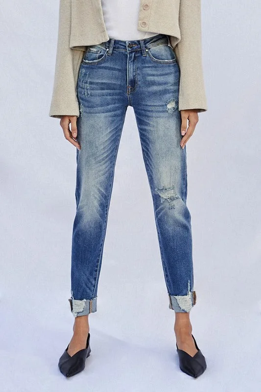 Energy Plan Raw Hem Boyfriend Jeans
