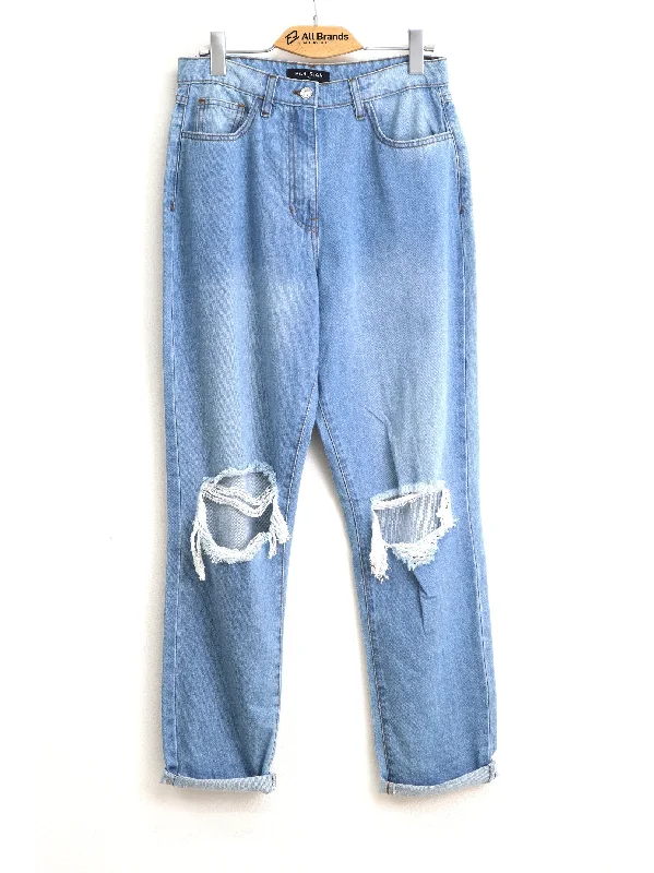 Fashionable Ease Women's Ripped Washed Jeans,Light Blue