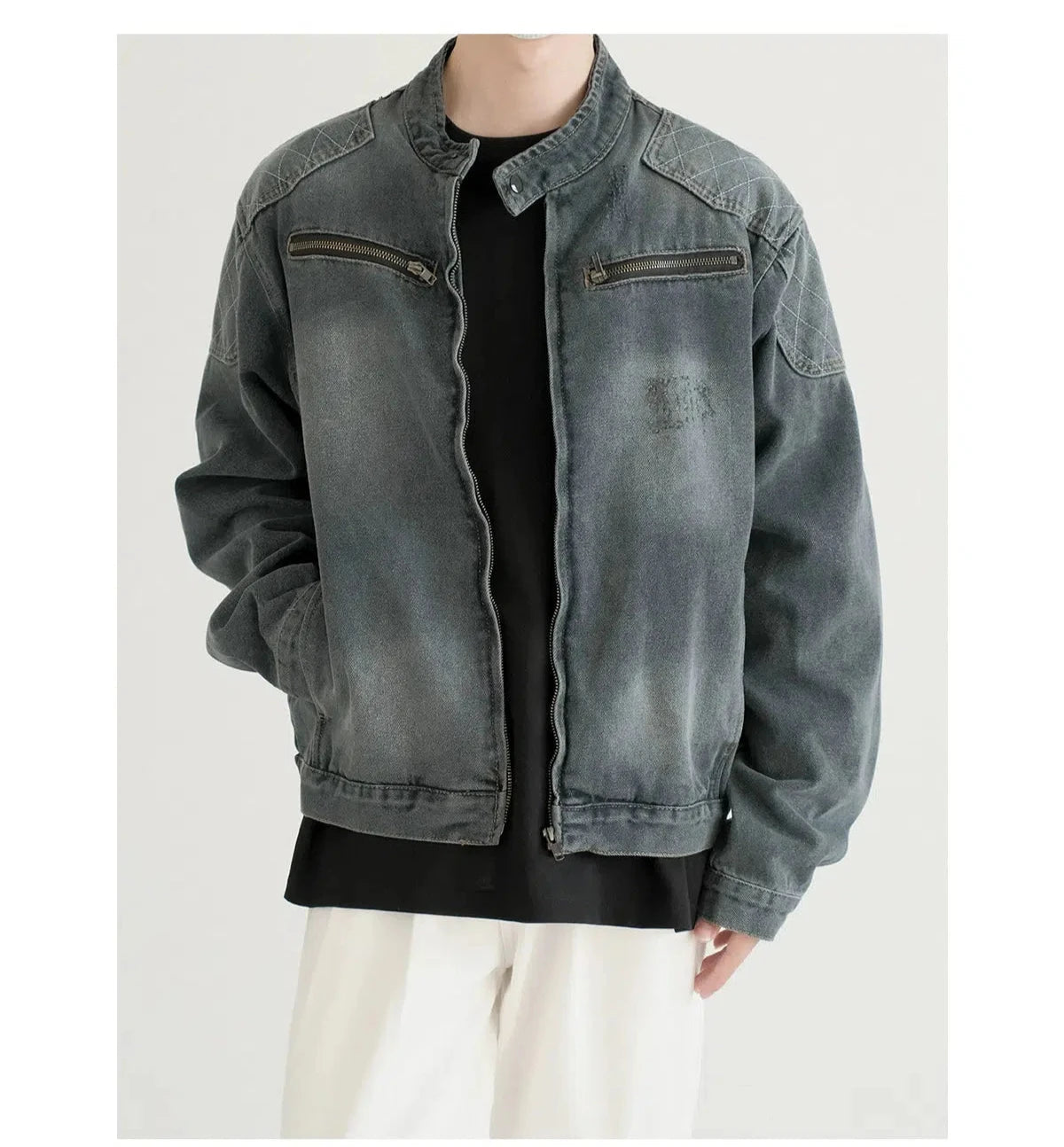 Customized Version Classic Denim Jacket with Zippered Pockets