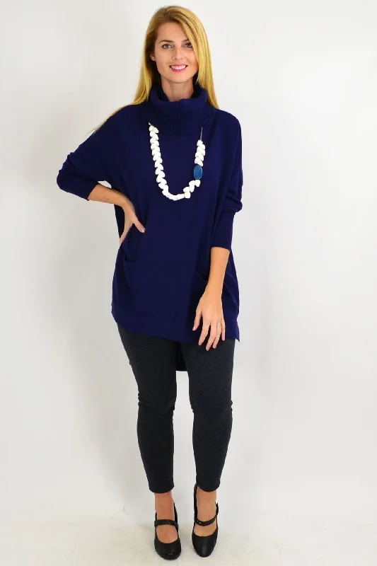Everyday Outfits Navy Blue Taylor Winter Knit Tunic Top