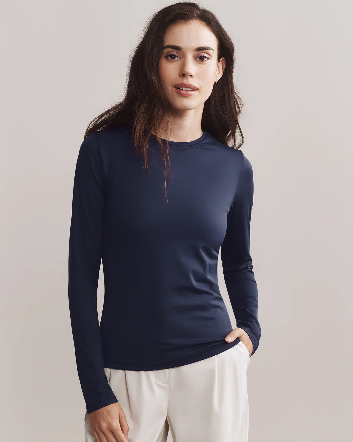 Casual Fit Rhone Women's Ultimate Layer Long Sleeve T-Shirt - Navy Blue