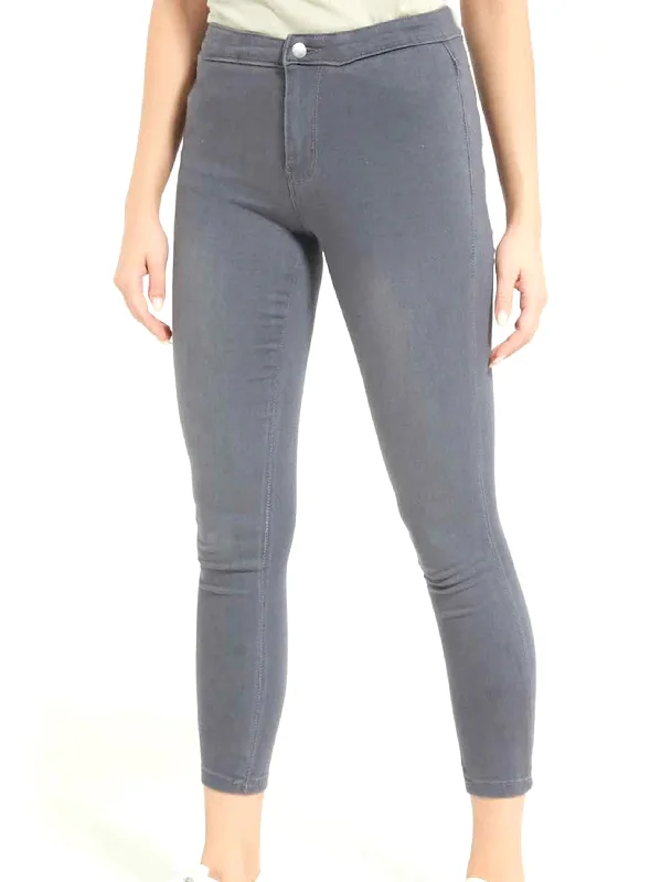 Casual Chic Women's Plain Skinny Jeans,Grey