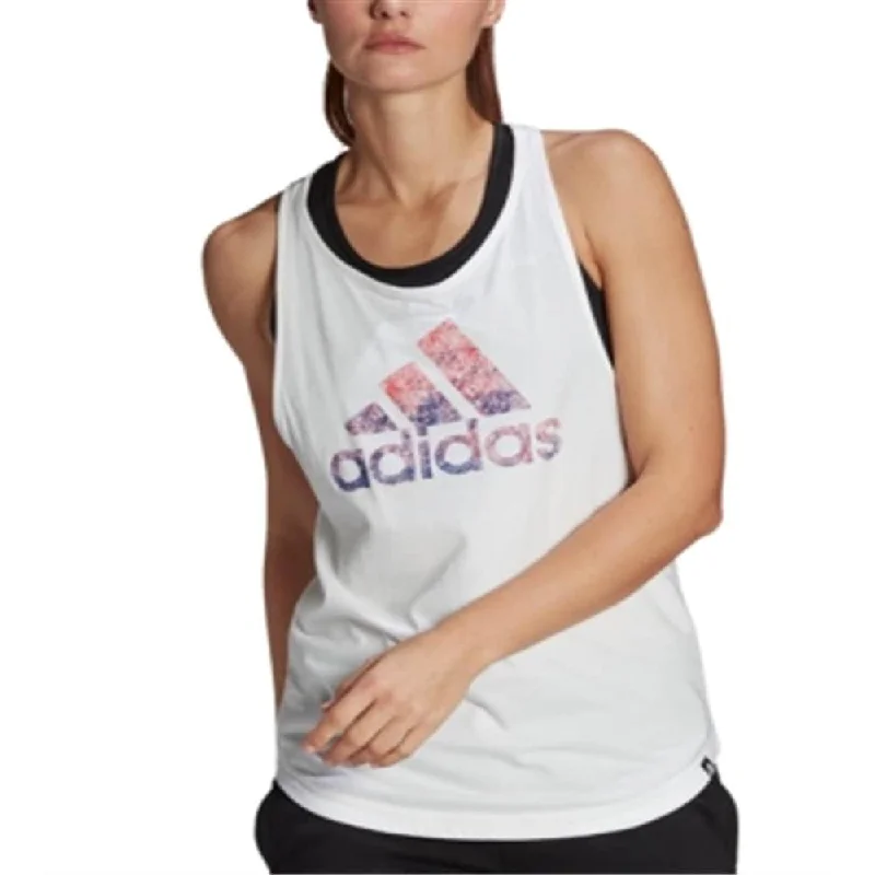 adidas Women's Cotton Graphic Tank Top White Size X-Small - XS