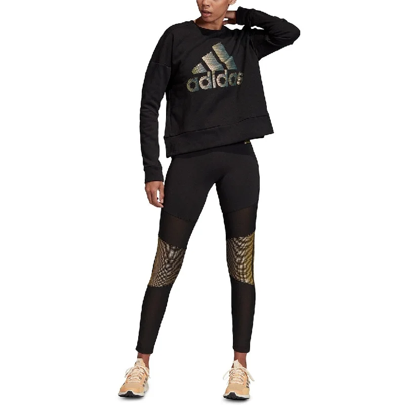 Versatile Outfits Adidas Women's Glam-Logo Sweatshirt Black Size Large