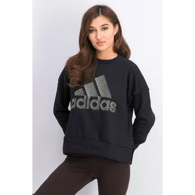 Elegant Dressing Adidas Women's Glam-Logo Sweatshirt Black Size Small