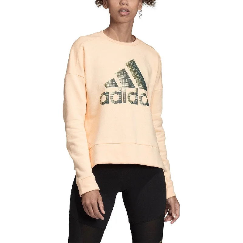 Comfy Layers Adidas Women's Glam-Logo Sweatshirt Orange Size Large