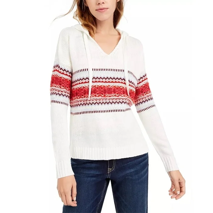 Comfortable Jeans American Rag Junior's Fair Isle Hoodie Sweater White Size Medium
