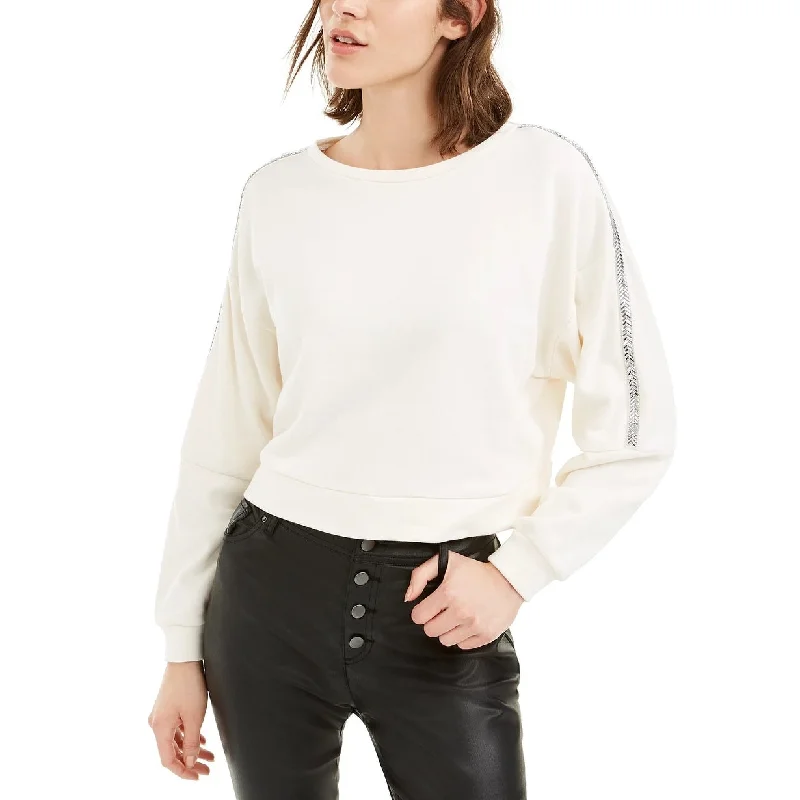 High-end Design Bar III Women's Shine Stripe Sweatshirt White Size Extra Large - X-Large High-end Design Bar III Women's Shine Stripe Sweatshirt White Size Extra Large - X-Large