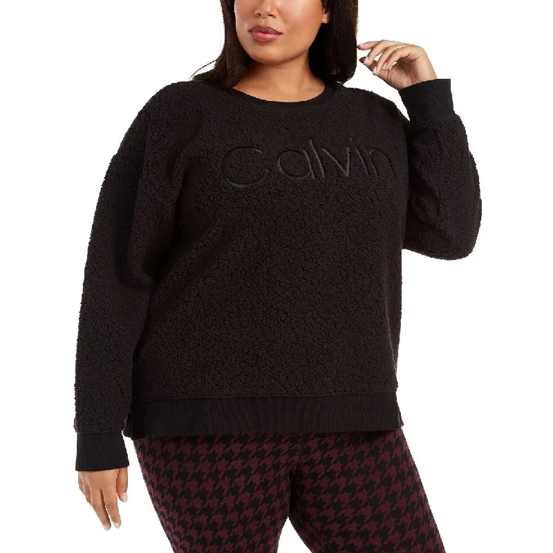 Sports Cool Calvin Klein Women's Performance Embroidered Sweatshirt Black Size 2X