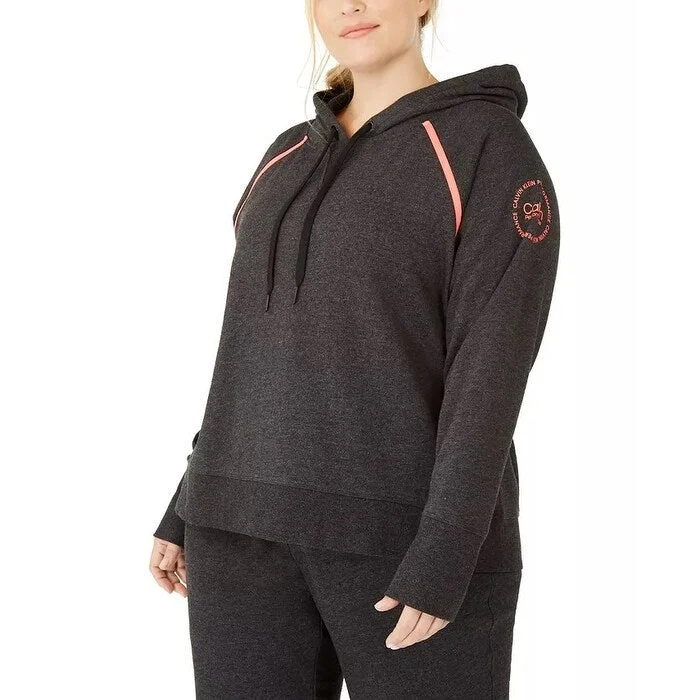 Cozy Lounge Wear Calvin Klein Women's Performance Plus Size Raglan-Sleeve Hoodie Black Size 3X