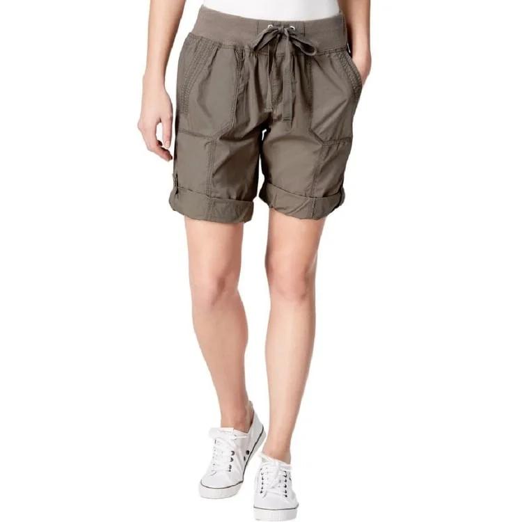 Relaxed Fashion Calvin Klein Women's Poplin Quick Dry Cargo Shorts Green Size Medium