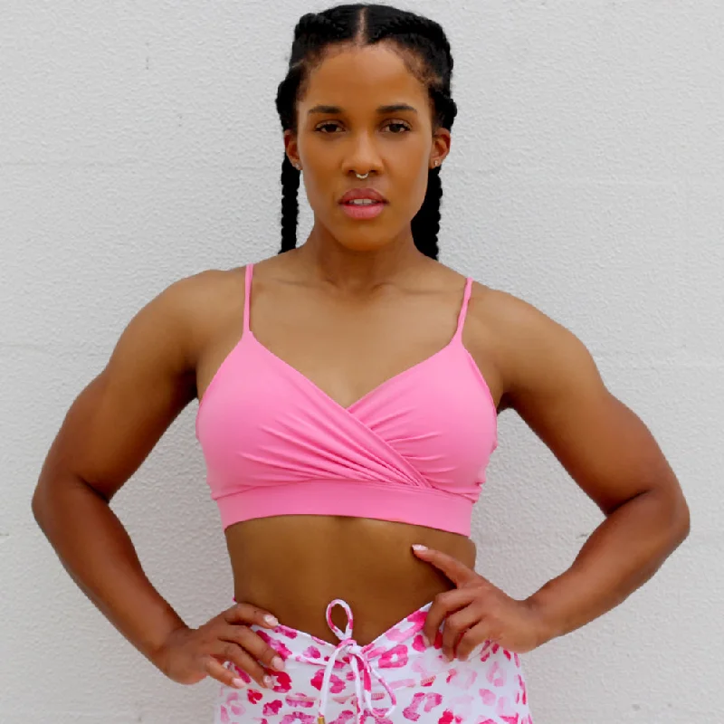 Quality Tailoring Candy Wrap Front Sports Bra