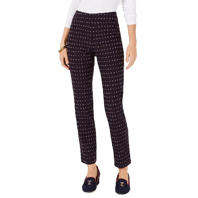 Chic Relaxation Charter Club Women's Cambridge Floral-Print Tummy-Control Pants Black Size 10