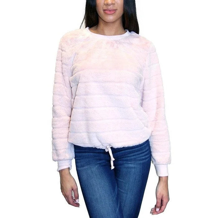 Soft Casuals Crave Fame Juniors' Faux-Faux Sweatshirt Pink Size Extra Small - XS