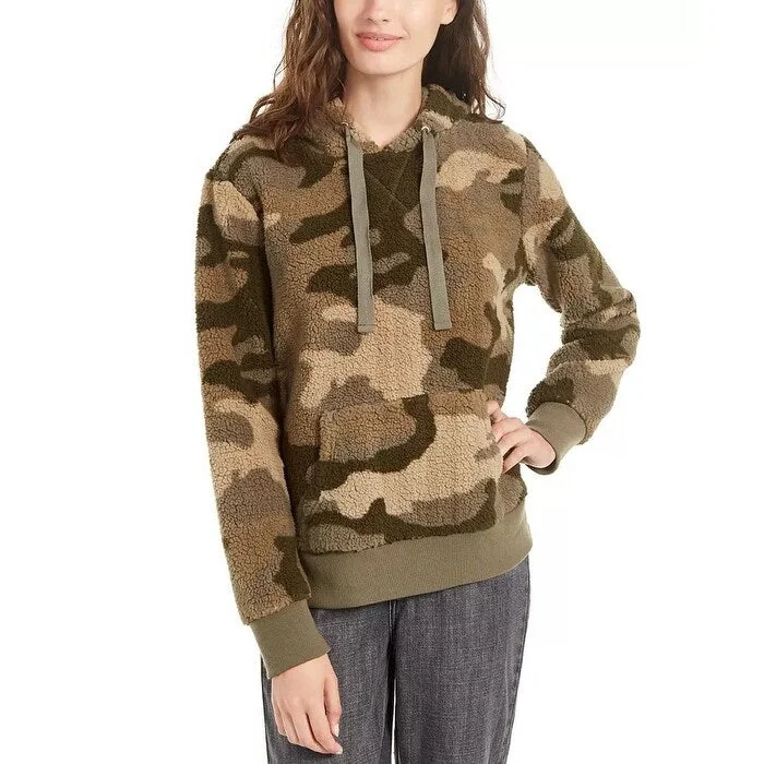 College Style Hippie Rose Junior's Sherpa Hoodie Green Size X-Large