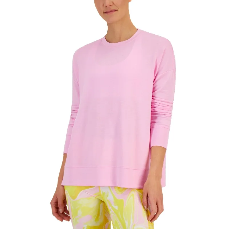 ID Ideology Women's Active Solid Crewneck Top Pink Size X-Large - XL