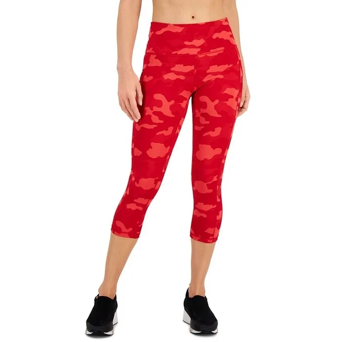 ID Ideology Women's Compression Camo Print Capri Leggings Red Size X-Small - XS