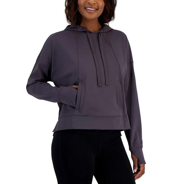 ID Ideology Women's Relaxed Solid Techy Hoodie Gray Size Medium - M