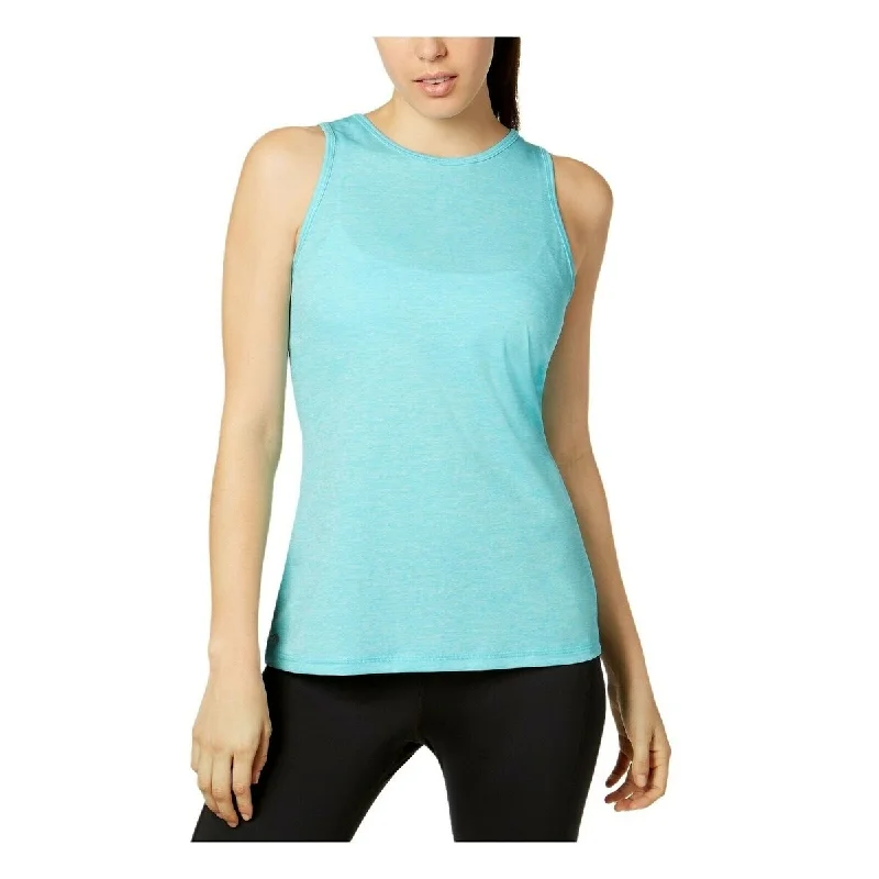 Boutique Recommendation Ideology Women's Heathered Keyhole-Back Tank Top Aqua Size Large