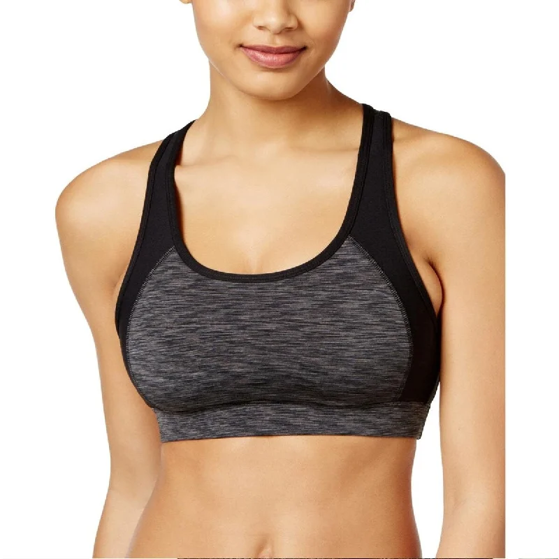 Easy Chic Ideology Women's Open-Back Mid-Impact Sports Br Noir Space Dye Size Extra Large - Black - X-Large