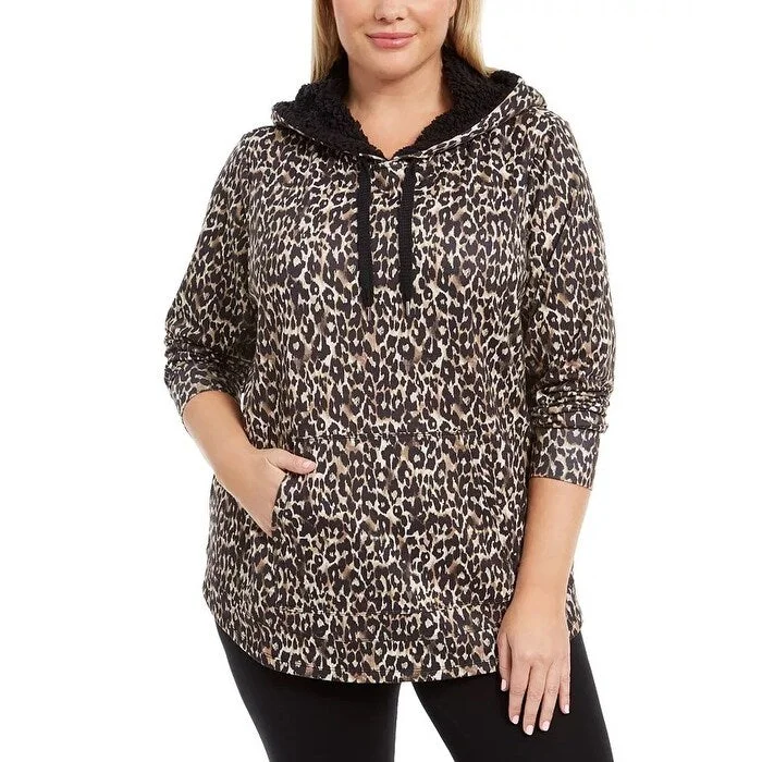 Luxury Style Ideology Women's Plus Size Printed Round-Hem Hoodie Beigekhaki Size 1X Luxury Style Ideology Women's Plus Size Printed Round-Hem Hoodie Beigekhaki Size 1X