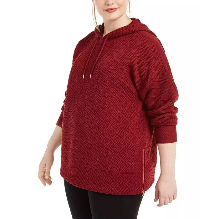 Effortless Comfort Ideology Women's Plus Warm Up Side Zip Hoodie Red Size 2X