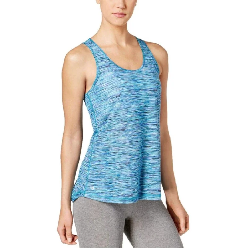 Classic Color Ideology Women's Space-Dyed Mesh-Back Tank Top Teal Blue Size Large - L (12 - 14)