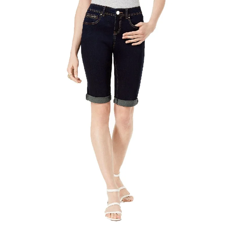 Classic And Versatile INC International Concepts Women's Petite Tikglo Cuffed Denim Shorts Size 8 - Navy - 8"