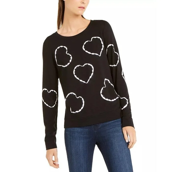 Smart Comfort INC International Concepts Women's Printed Tie-Dyed Hearts Sweatshirt Black Size Medium