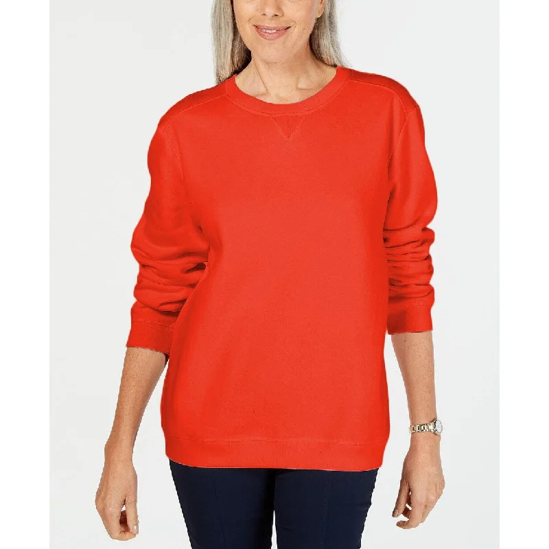 Avant-garde Design Karen Scott Women's Long-Sleeve Crewneck Sweatshirt New Red Size Large