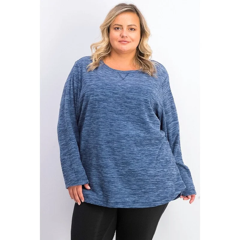 Casual Chic Wear Karen Scott Women's Petite Marled Sweatshirt Blue Size Small