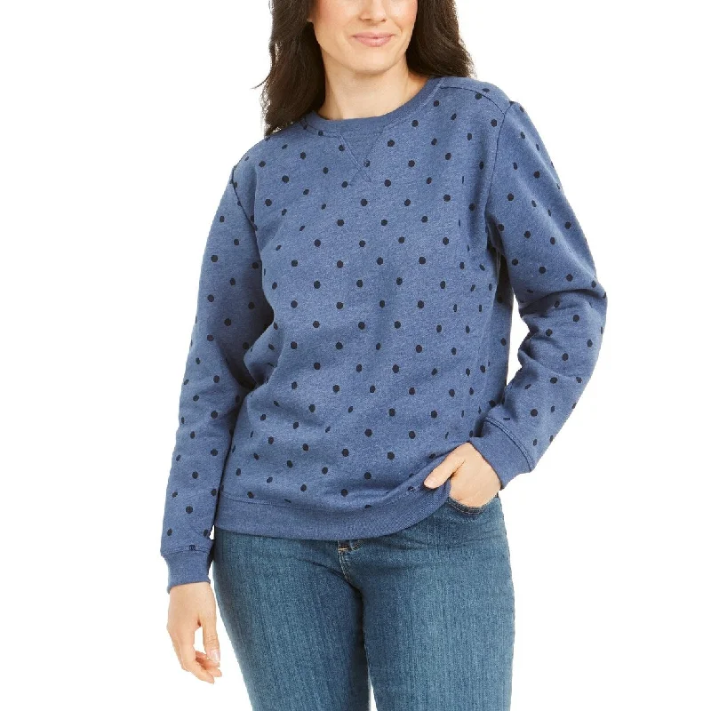 Trendy Looks Karen Scott Women's Petite Printed Fleece Sweatshirt Blue Size Large