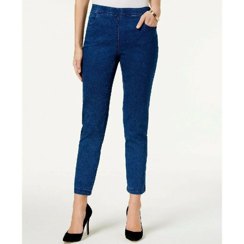 Exclusive Customization Karen Scott Women's Petite Pull-On Jeans Dark Wash Size Small/Medium - Blue - S/M