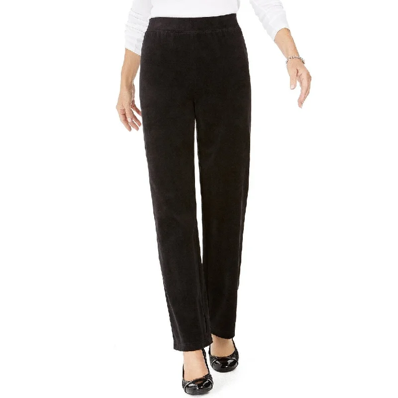 Exquisite Craftsmanship Karen Scott Women's Petite Velour Pull-On Pants Black Size Petite