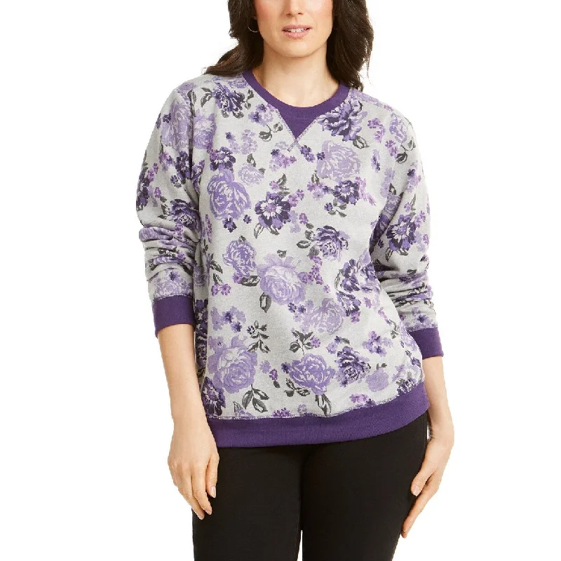 Casual Chic Wear Karen Scott Womens' Sport Key Garden Fleece Sweatshirt Purple Size Small