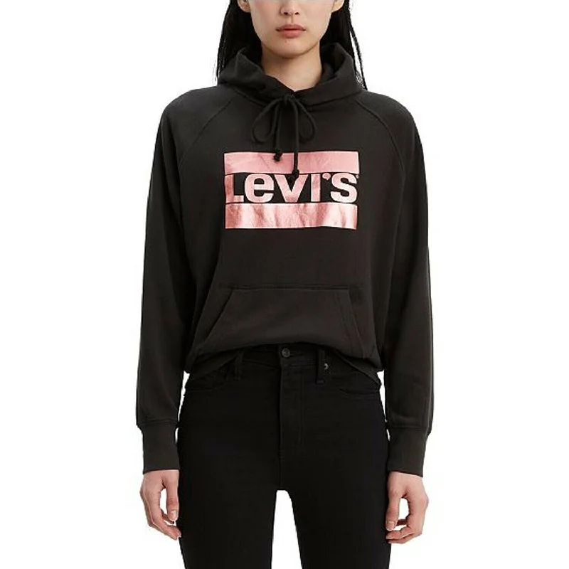 Relaxed Fashion Levi's Women's Metallic Logo-Print Hoodie Black Size Extra Small - XS