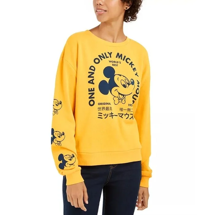 Cozy Fashion Mad Engine Junior's Disney Mickey Mouse Graphic Sweatshirt Gold Size S - Small