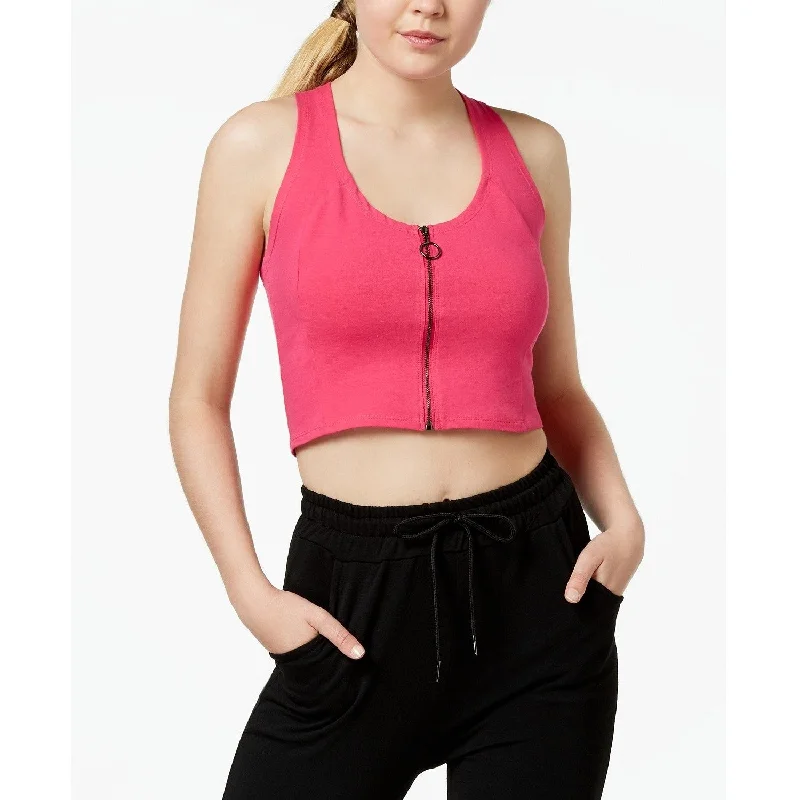 Easygoing Fashion Material Girl Juniors Zip Front Crisscross Fuchsia Purple Size Large - Pink