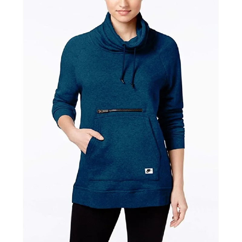 Dressing Tips Nike Women's Funnel-Neck Long Sleeves Hoodie Blue Size Small