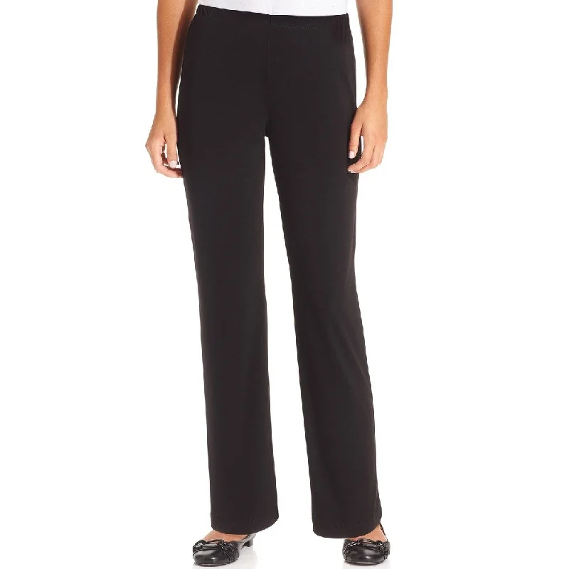 High Street Design NY Collection Women's Petite Pull-On Straight-Leg Pants Black Size Small