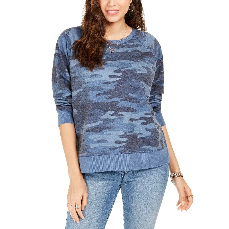 Fashionable And Versatile Style & Co Women's Camo Sweatshirt Blue Size Small