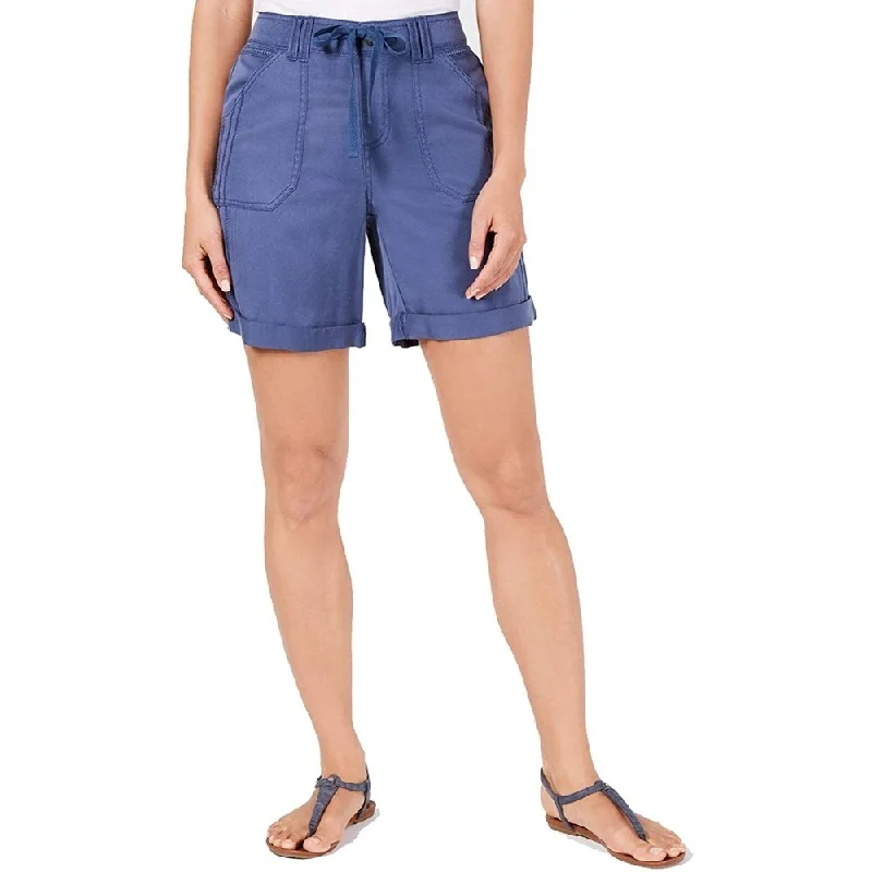 Luxury Temperament Style & Co Women's Crochet-Trim Shorts New Uniform Blue Size 18