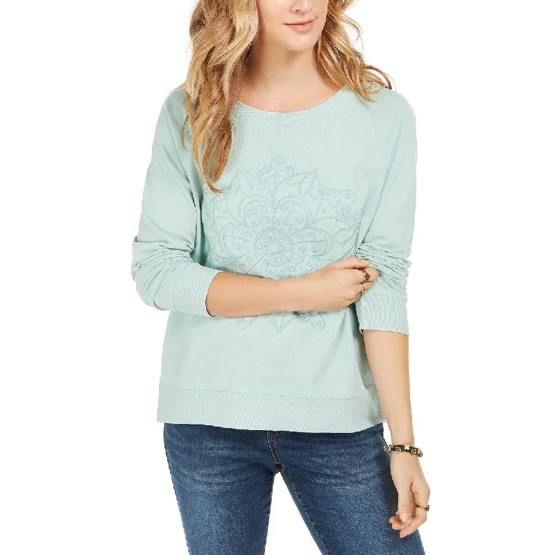 Cozy Essentials Wear Style & Co Women's Embroidered Cotton Sweatshirt Green Size X-Large Cozy Essentials Wear Style & Co Women's Embroidered Cotton Sweatshirt Green Size X-Large