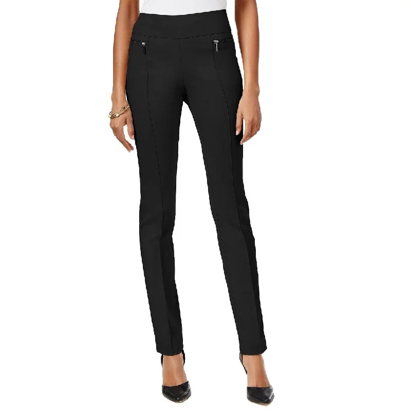 Comfy Chic Style & Co Women's Petite Pull-On Skinny Pants Black Size Large Short