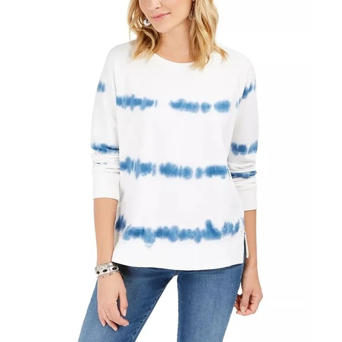 Minimal Classic Style & Co Women's Tie Dyed Sweatshirt White Size X-Large