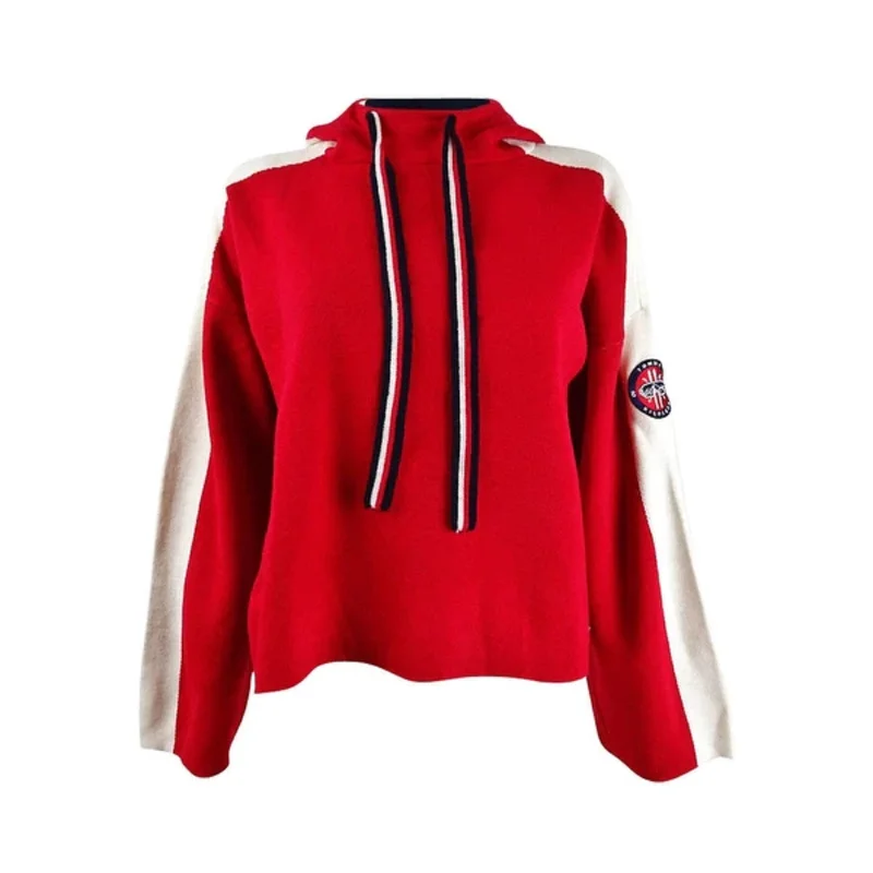 Easy Chic Wear Tommy Hilfiger Women's Wide-Sleeve Cropped Hoodie Red Size Extra Small - X-Small Easy Chic Wear Tommy Hilfiger Women's Wide-Sleeve Cropped Hoodie Red Size Extra Small - X-Small