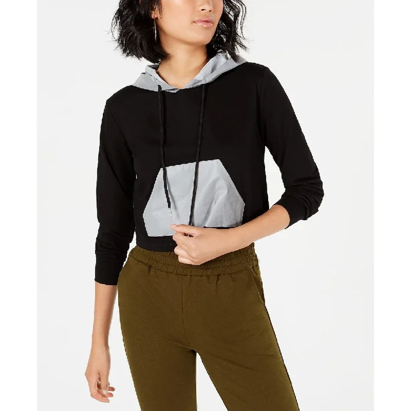 Elegant Series Waisted Women's Reflective Contrast Hoodie Black Size Small