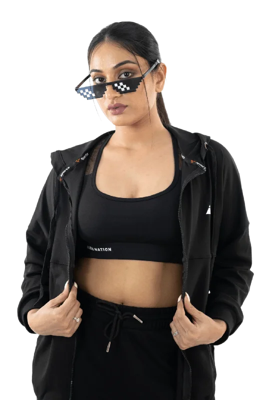 Leisure Sports Black Primary Hooded Jacket